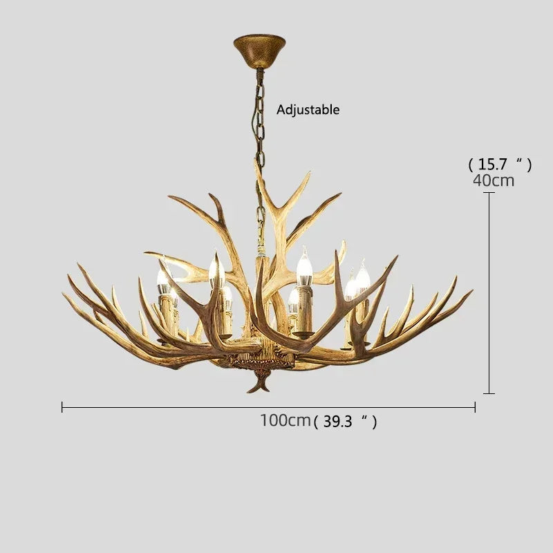 America Farmhouse Antler Deer Chandelier
