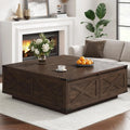 Farmhouse Square Coffee Table with 4 Storage Drawers