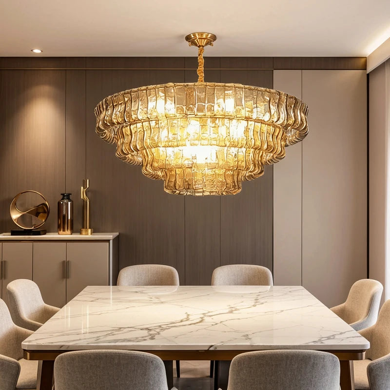 Luxury French Vintage Crystal Chandelier, Modern Murano Glass Flush Mount Ceiling Light for Bedroom Dining Room Hotel Decor