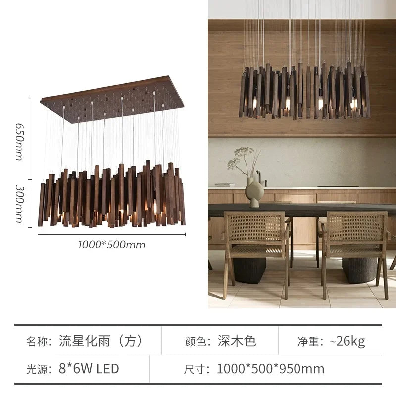 Retro Wooden Hanging Chandelier
