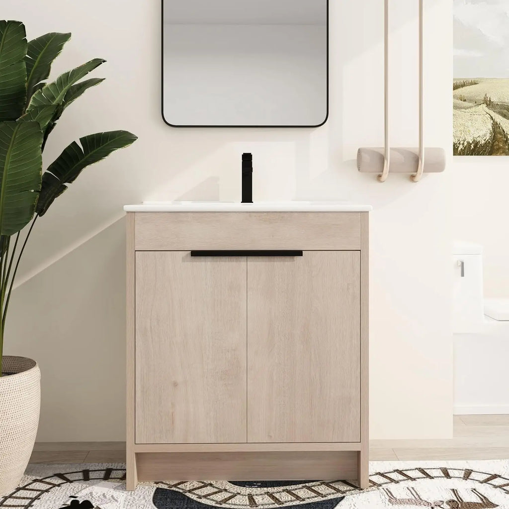 48" Modern Floor Stand Bathroom Sink with Cabinets