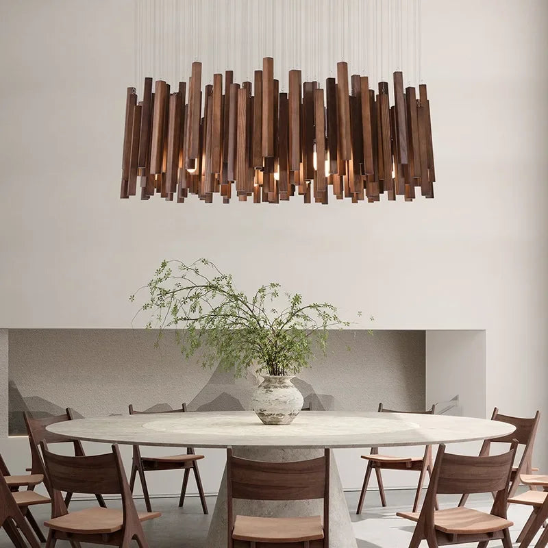 Retro Wooden Hanging Chandelier