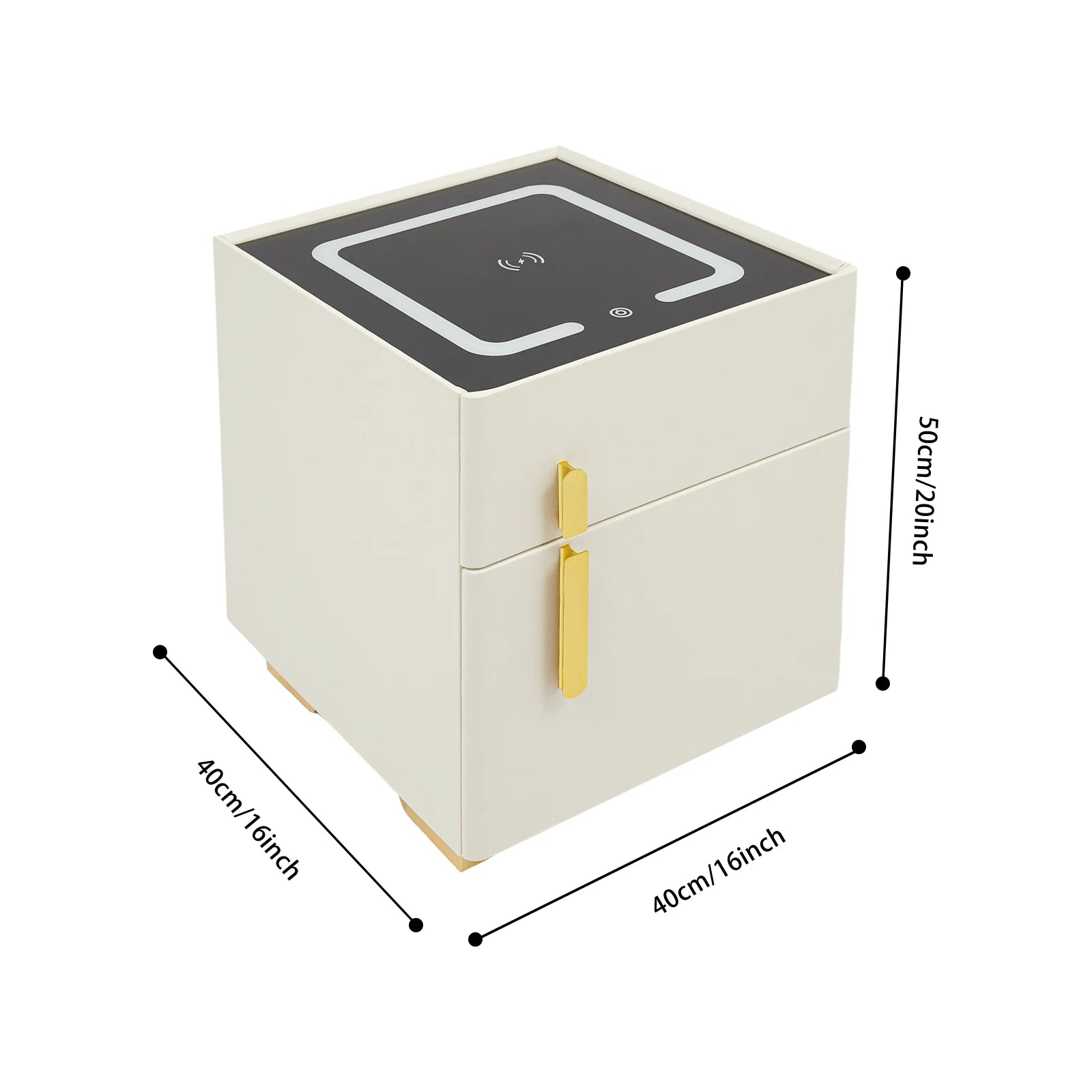 Smart Nightstand w/ Drawer, Safe & Wireless Charging