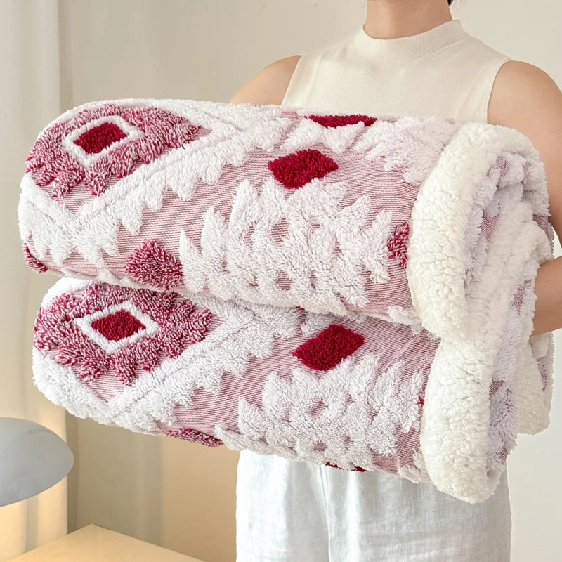 Geometric Patterned Jacquard Fleece Blanket