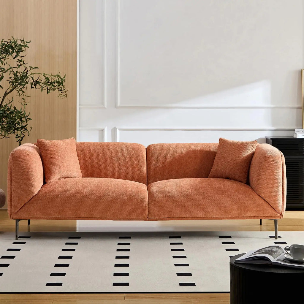 Modern Boucle Sofa with Metal Legs