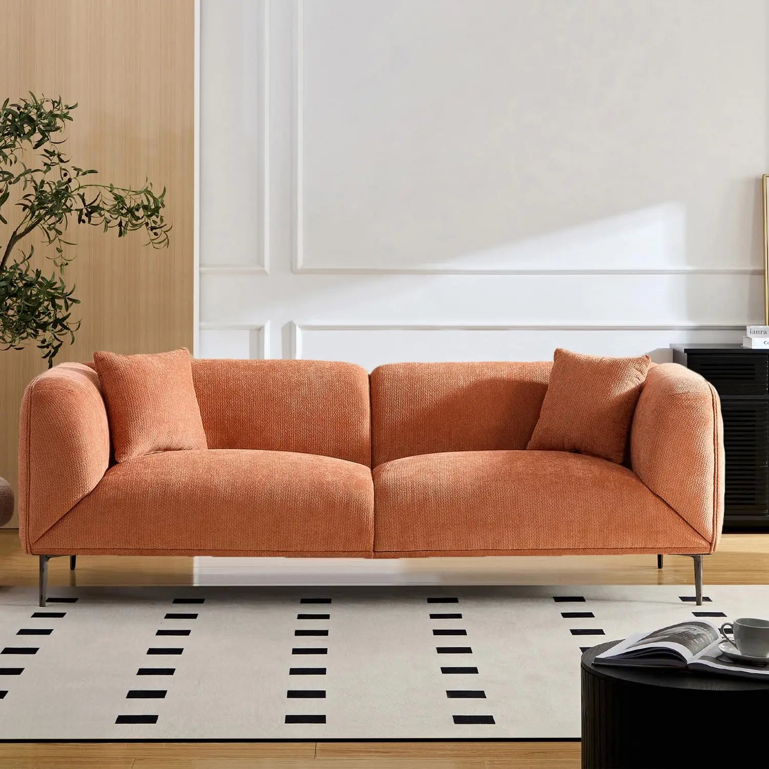 Modern Boucle Sofa with Metal Legs