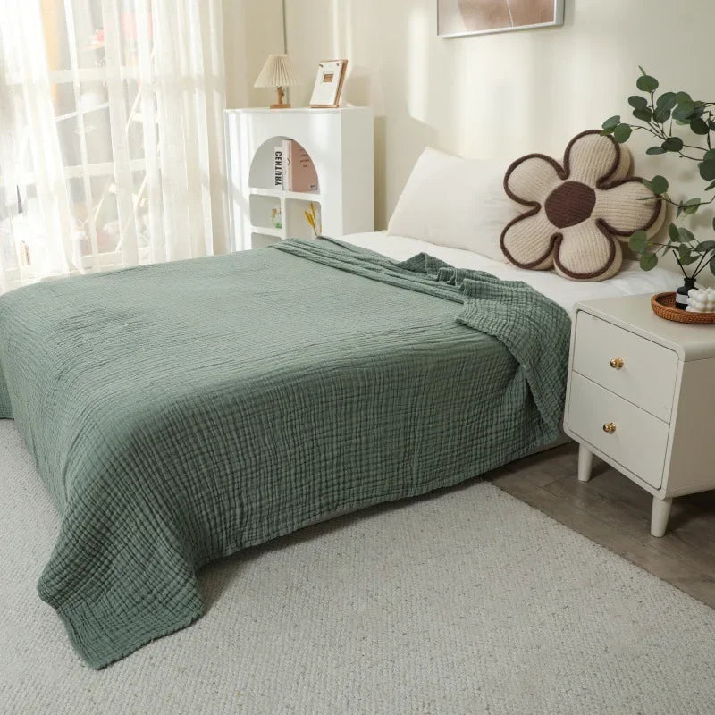 6 Layer Breathable Beige Cotton Blanket