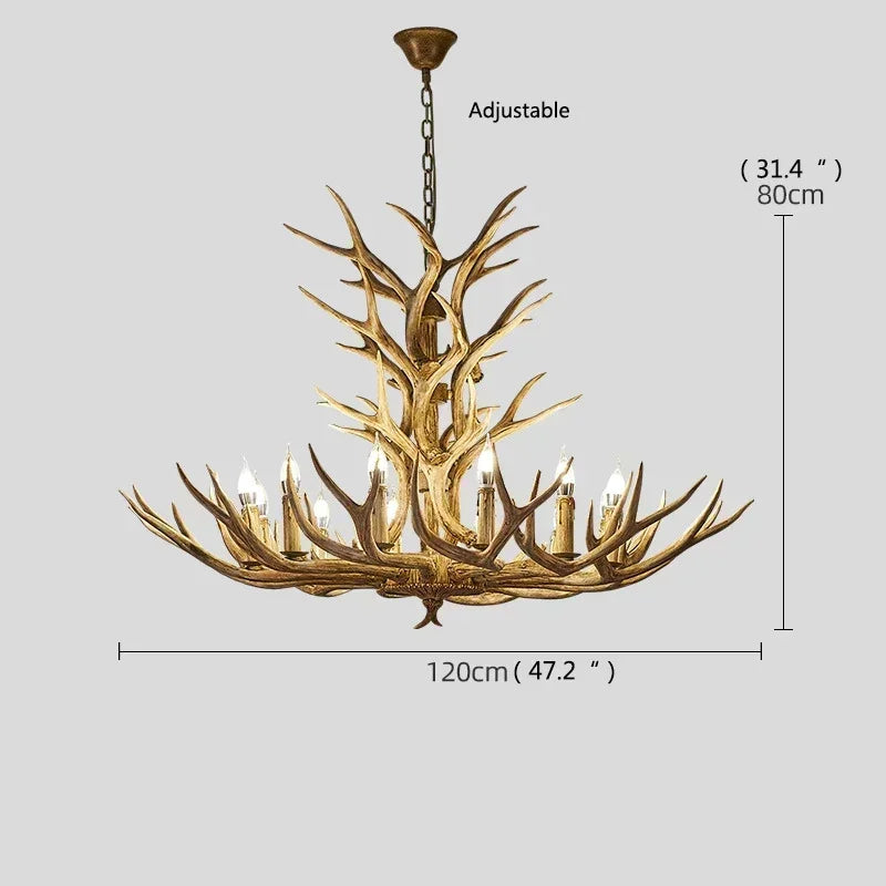 America Farmhouse Antler Deer Chandelier