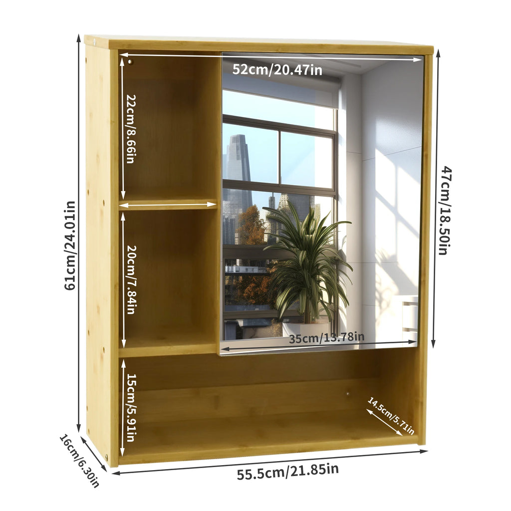Natural Bamboo Bathroom Vanity Mirror