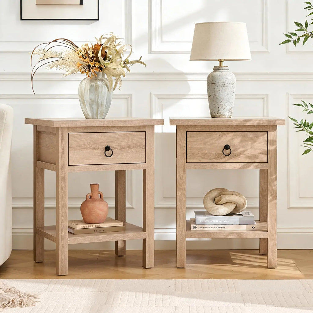 Oak Nightstand Set of 2