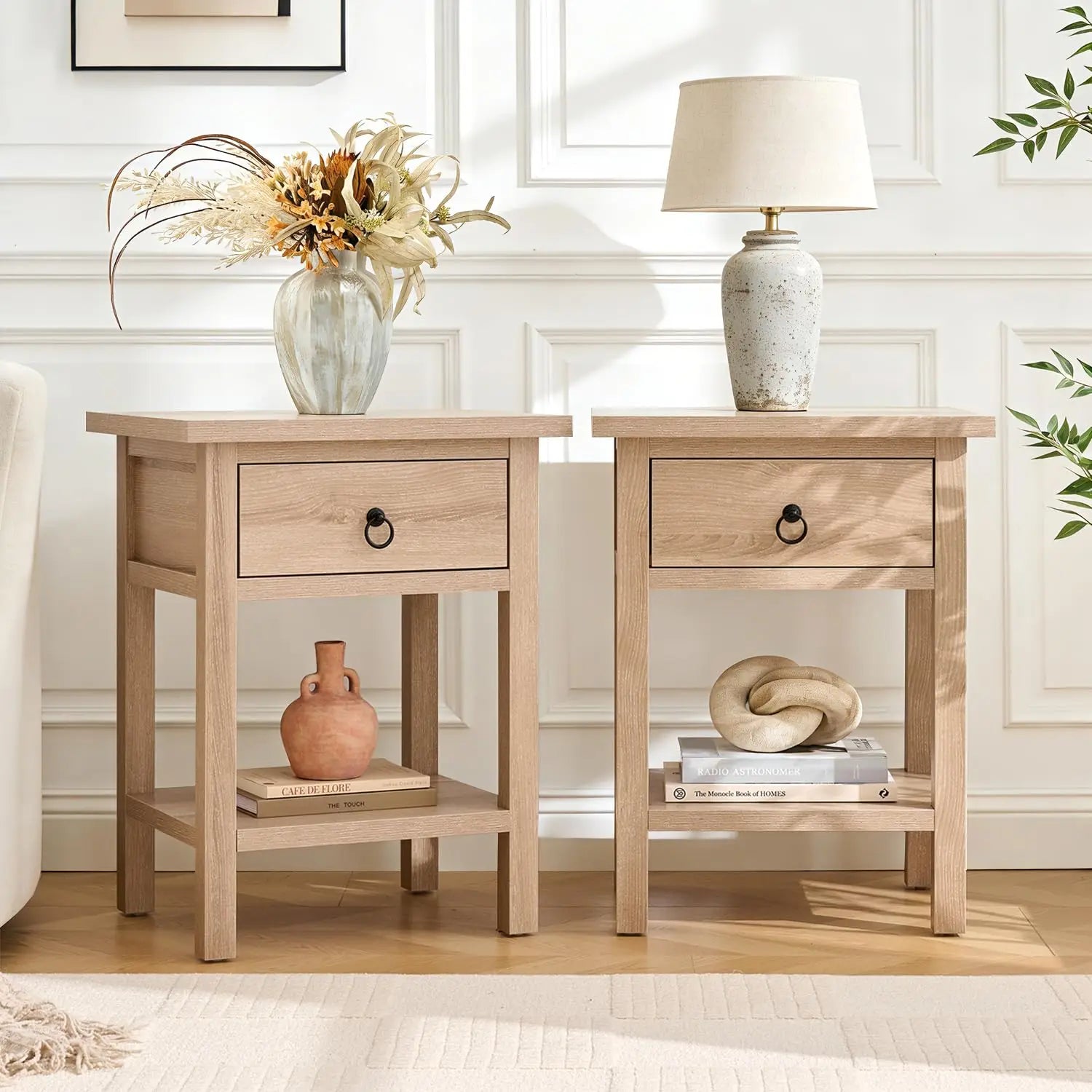 Oak Nightstand Set of 2
