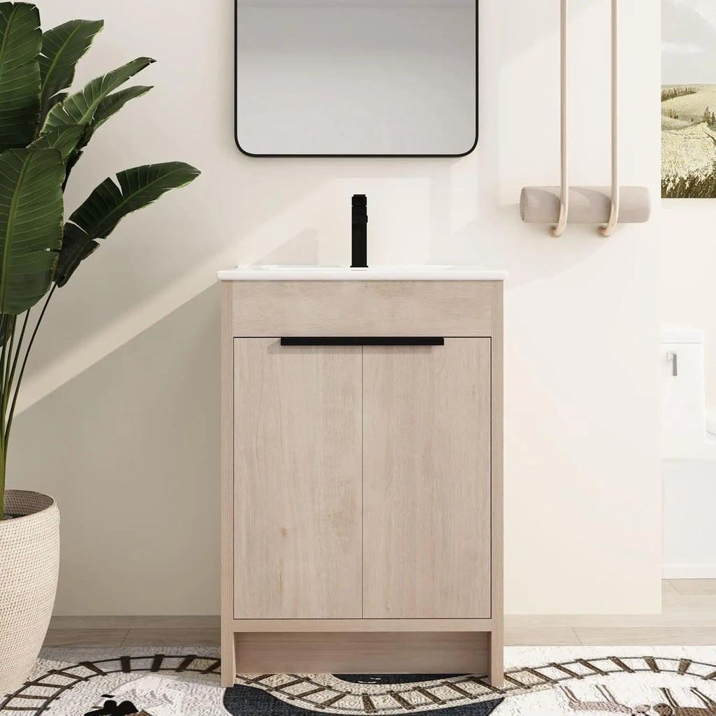 48" Modern Floor Stand Bathroom Sink with Cabinets
