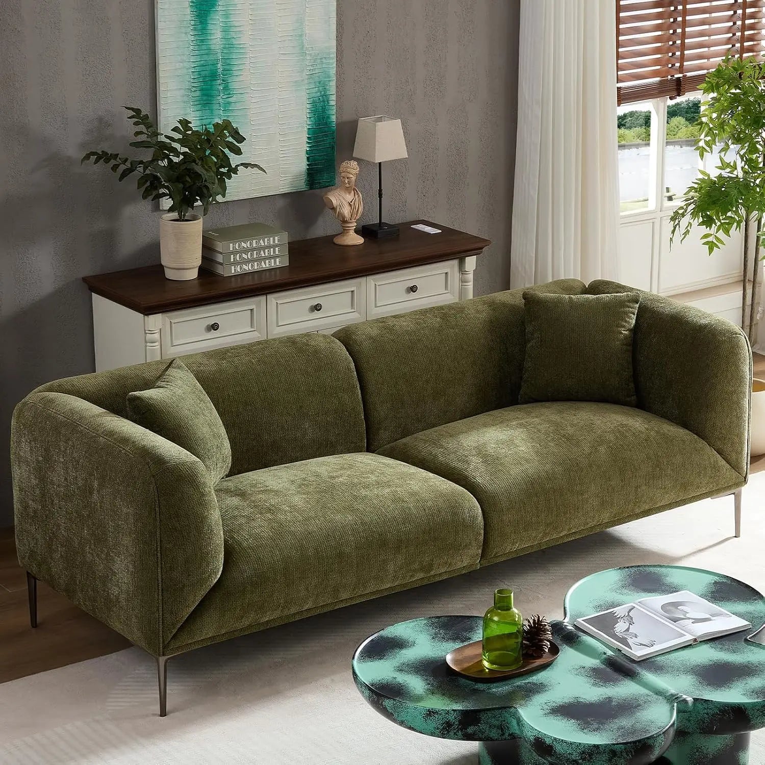 Modern Boucle Sofa with Metal Legs