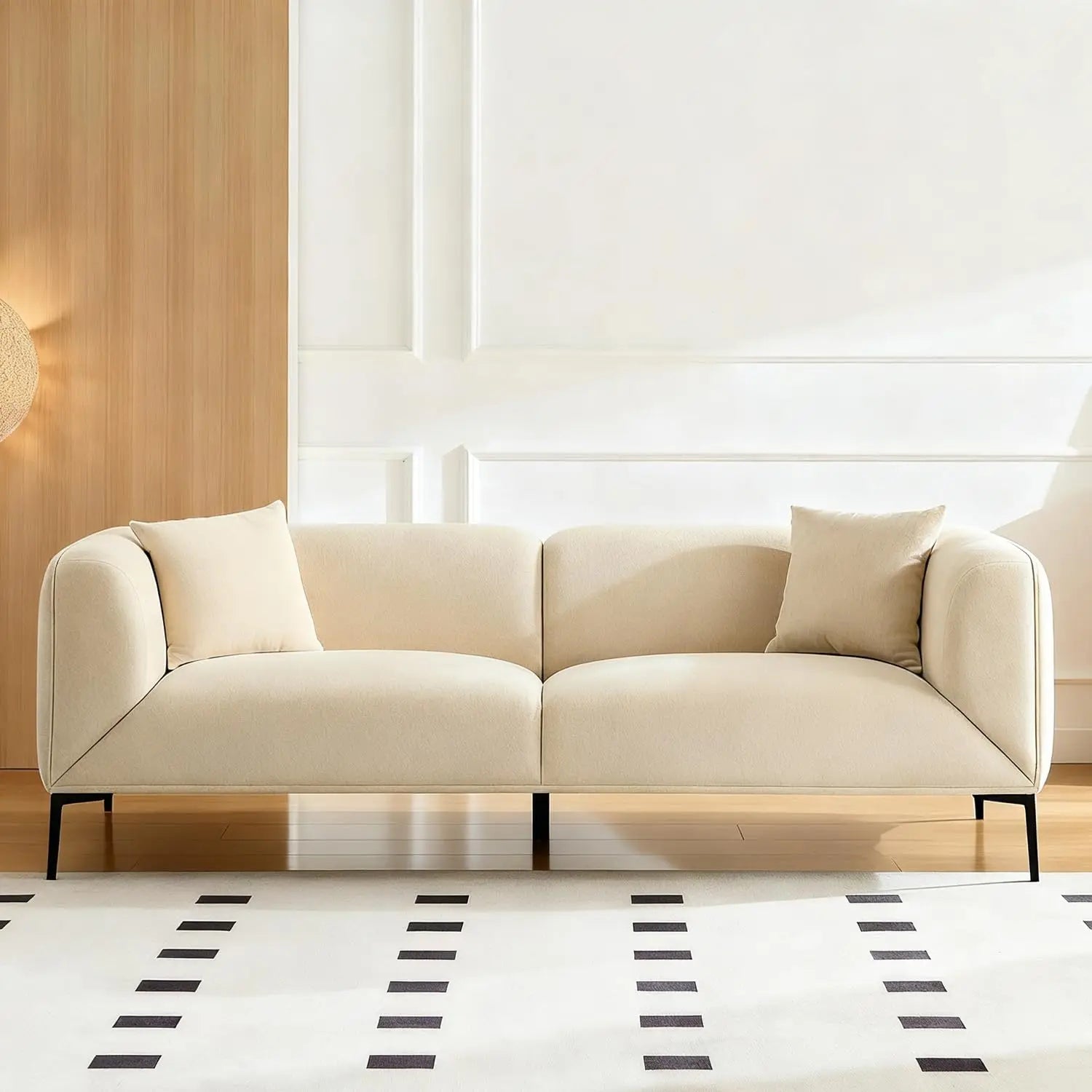 Modern Boucle Sofa with Metal Legs
