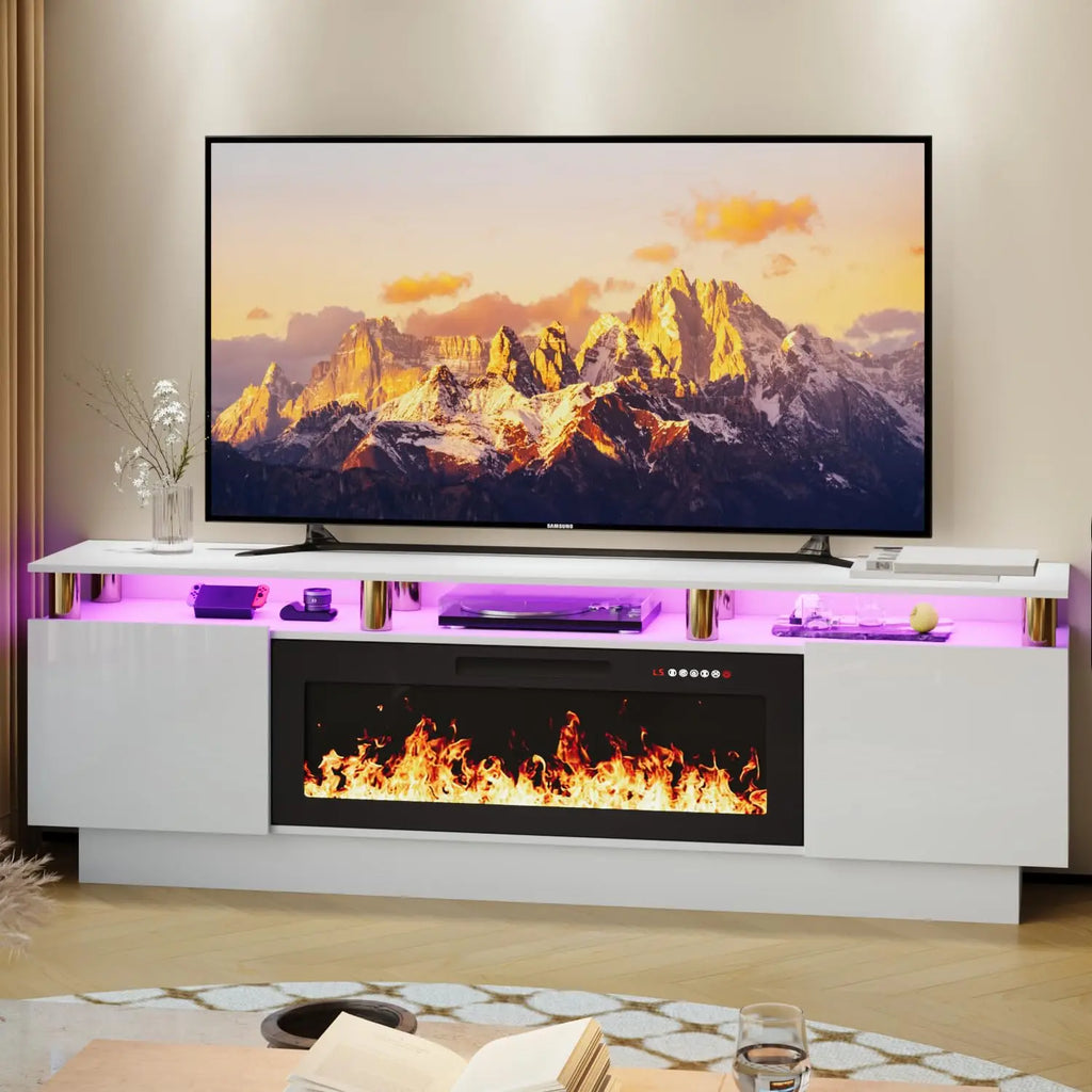 Modern Electric Fireplace TV Stand & Remote