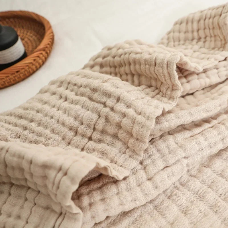 6 Layer Breathable Beige Cotton Blanket