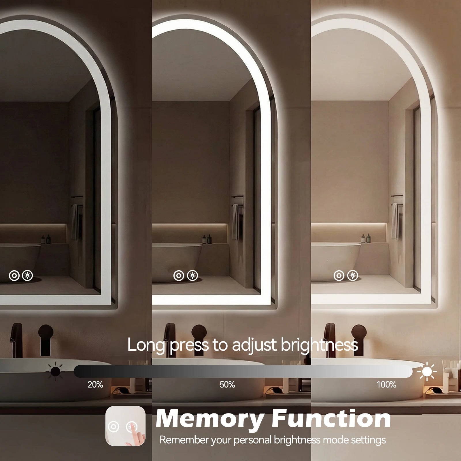 Arched LED Bathroom Vanity Mirror