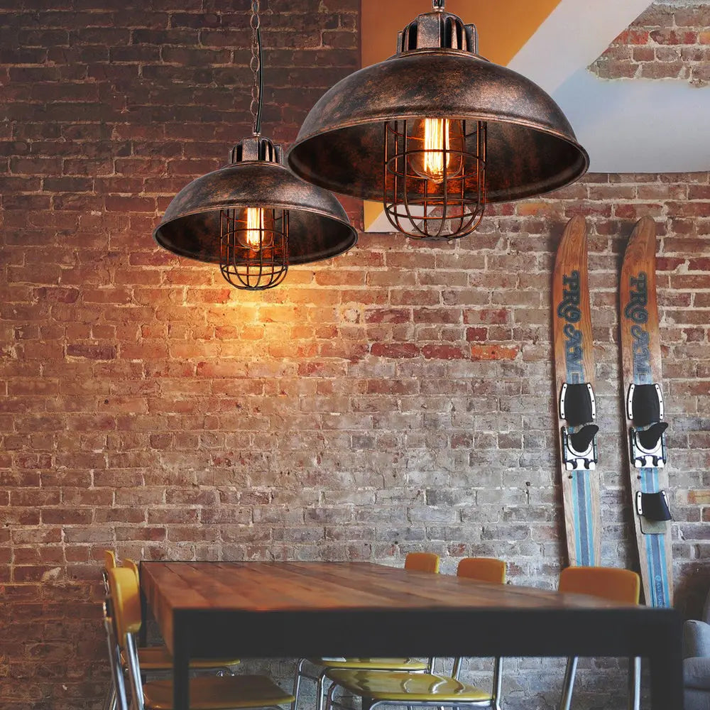 Industrial Vintage Rust Metal Pendant Lamps